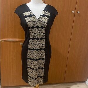 Connected Apparel Lace Design Fitted Midi Business Casual Dress Size 12